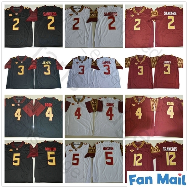 

NCAA Florida State Seminoles #3 Derwin James 4 Dalvin Cook 5 Jameis Winston 2 Deion Sanders 12 Deondre Francois FUS College Football Jerseys, Black