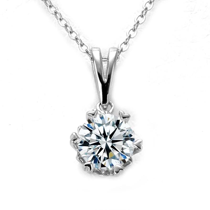 

Chains D Color VVS1 Moissanite Necklace 925 Sterling Silver 1.0Ct Round Brilliant Diamonds Solitaire Pendant For Women Jewelry