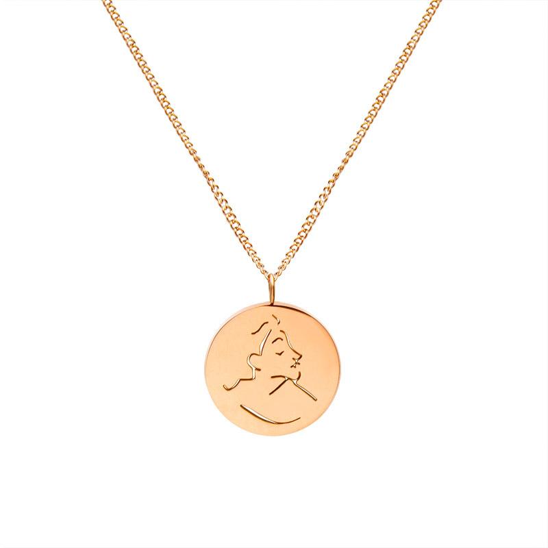 

Pendant Necklaces 2021 Arrivals Hollow Out Queen Image Minimalist Style Stainless Steel Trendy Female Birthday Jewelry Gift