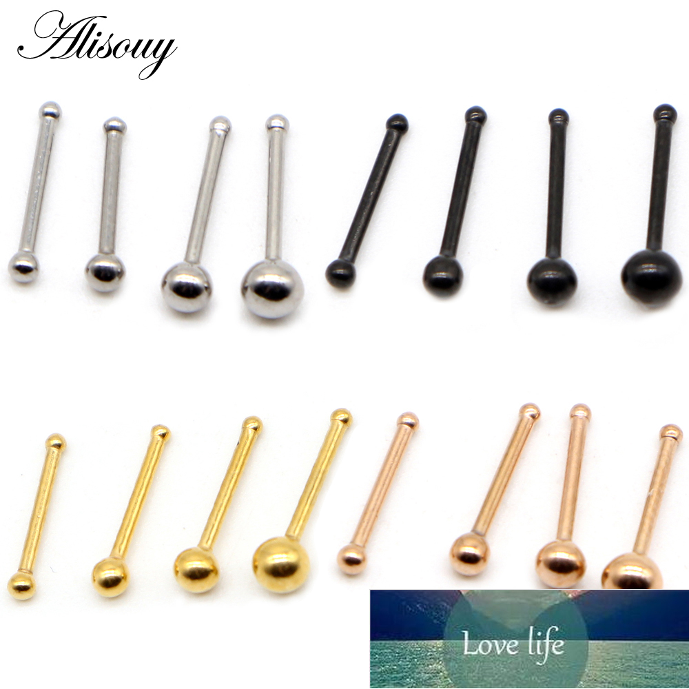 

Alisouy 1PC Nose Studs Bar 316L Stainless Steel Ball Nose Piercing Pin Earrings Nariz Women Nose Rings Fashion Body Jewelry Factory price expert design Quality