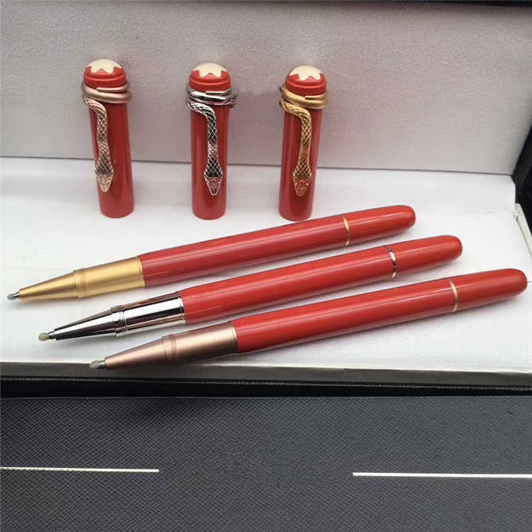 

High qualit heritage series roller ball pen with reds snake clip stationery office writing resin pens+Give velvet bags