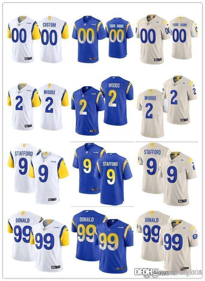 

Men Women Youth LosAngelesRams9 Matthew Stafford 23 Cam Akers 2 Robert Woods 99 Aaron Donald custom blue Football Jersey, Colour
