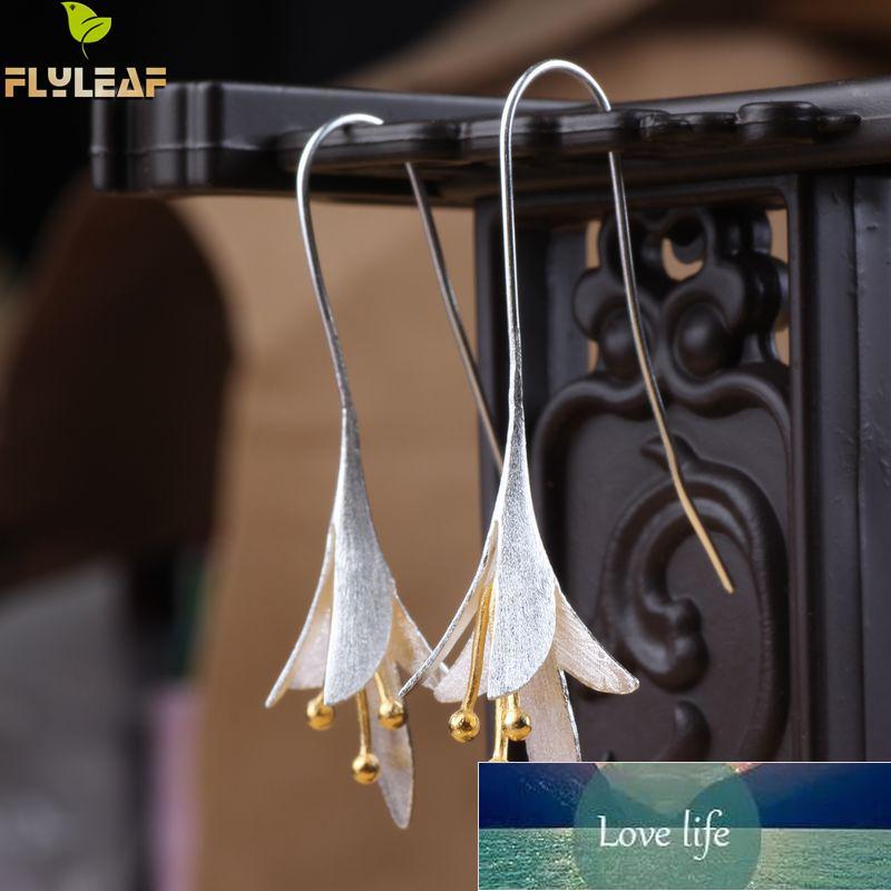 

Flyleaf 925-sterling-silver Flowers Long Earrings For Women Elegant Lady Prevent Allergy Silver 925 Earings Fashion Jewelry