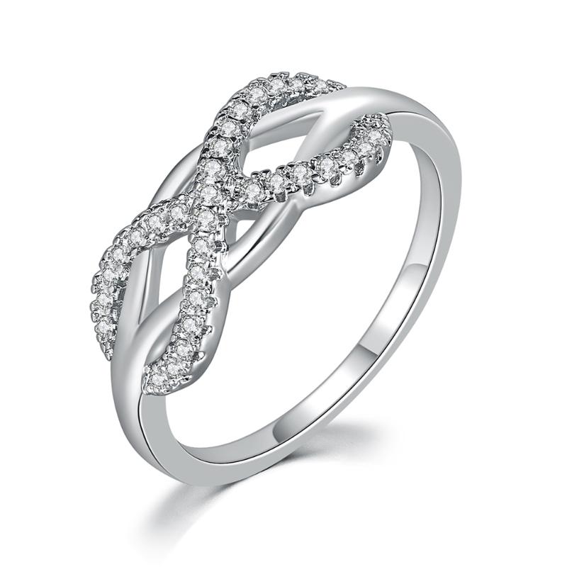 

Wedding Rings Wave Initial Infinity For Women Delicate Crystal White Gold Color Fashionable Zircon Engagement Jewelry DWR836, Slivery;golden