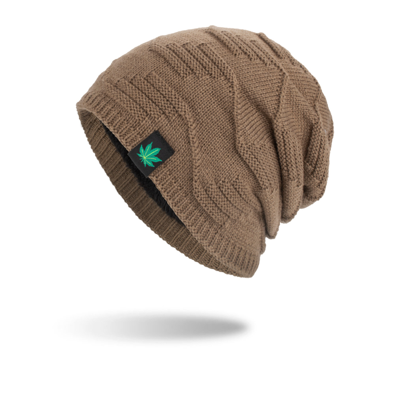 

Winter Men Leisure Knitting Patchwork Head Cover Cap Outdoor Fashion Cotton Design Hats Warm Beanie Skull Caps, Black