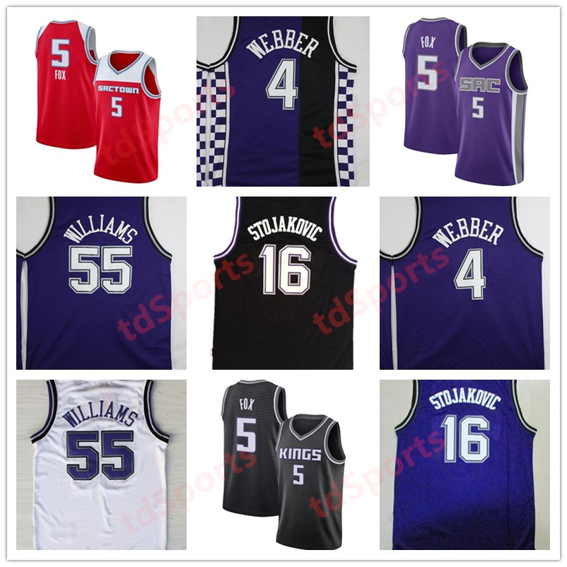 

High Quality Jason 55 Williams basketball Jersey #4 Chirs Webber Jerseys Peja 16 Stojakovic Cheap Mike 10 Bibby Jersey Stitched Mens S, As shown in illustration