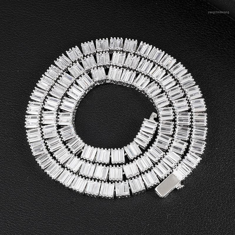 

6mm Baguette Tennis Chain Choker Necklace Iced Out CZ Stones 3 Colors Available Hip Hop Charming For Man/WomenGift Chains