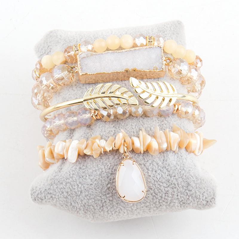 Beaded, Strands RH Fashion Boho Jewelry Accessory Beige/Black Stack Bracelet & Bangle Sets For Women Gift DropShip-image-711536899