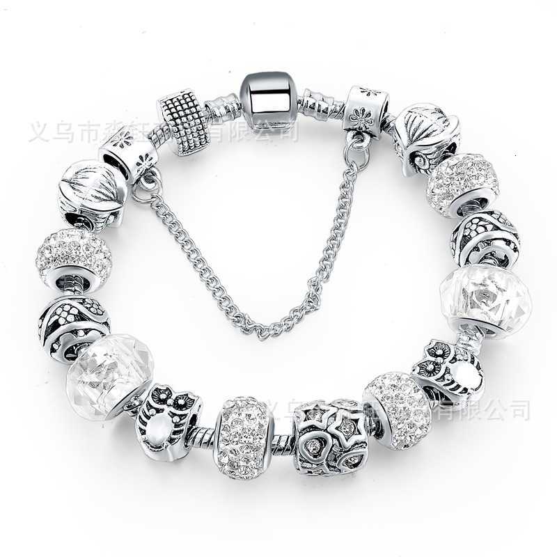 

Jewelry Diy Pan Style Owl Beads Inlaid with Diamond Heart Bracelet, Golden;silver