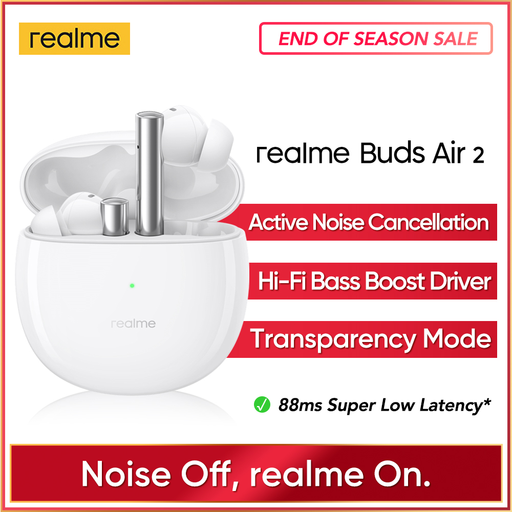 

New realme buds air 2 Active Noise Cancellation Wireless Earphone 88ms er Low Latency Transparency Mode Bluetooth Headphones