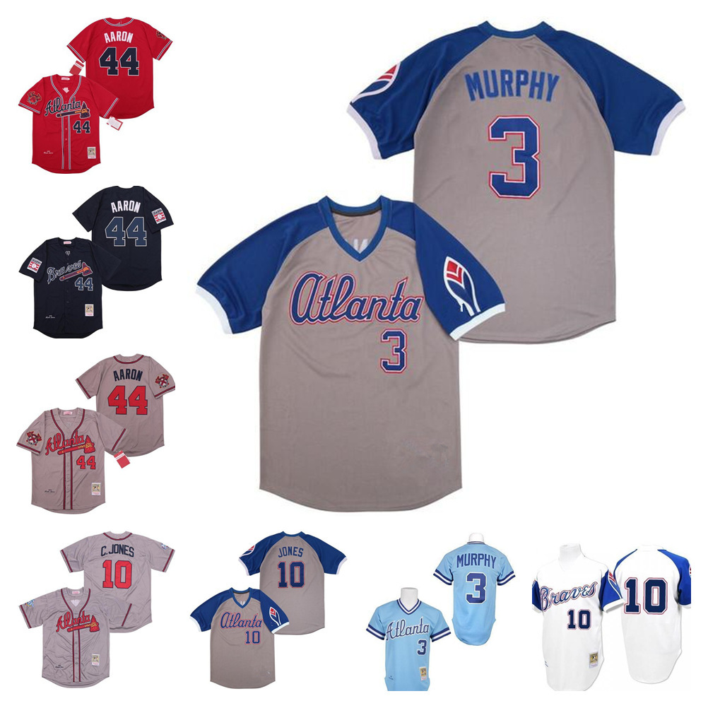 

Vintage Atlanta 44 Hank Aaron H.Aaron Jersey 3 Dale Murphy 10 Chipper Jones 1957 1963 1973 1974 1982's Baseball Jerseys, Colour 5