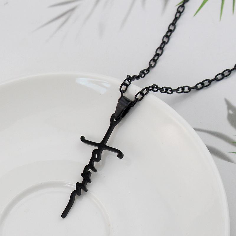 Pendant Necklaces Faith Cross Stainless Steel Necklace Kids Girls Women Men Letter Chokers Statement Year Gift Jewelry-image-709498730
