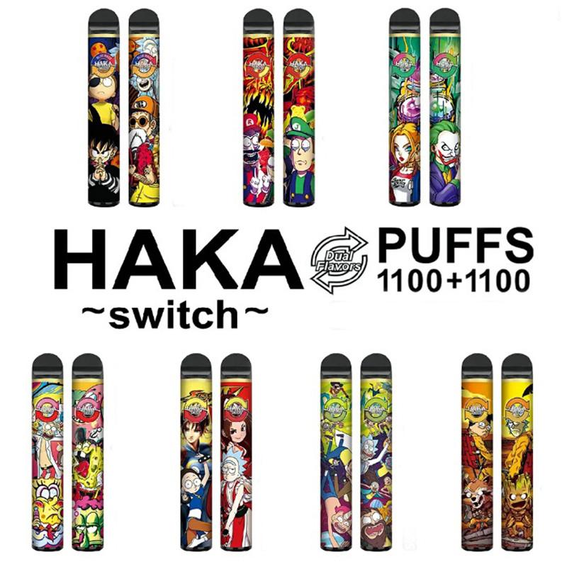 

E-cigarettes Original Haka 2200Puffs Disposable Vape Pens Switch 1100+1100 Puffs 2-in-1 Puff Cartridge Vaporizer E Cigarettes Double Flavors