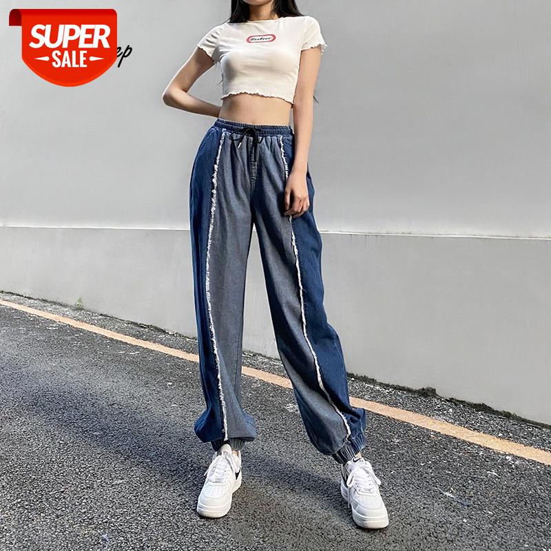 

Weekeep Streetwear Patchwork Ruffle Jeans Woman Cargo Denim Pants Drawstring High Waist Baggy Joggers Women Loose Jean Harajuku #e14F, Black;white