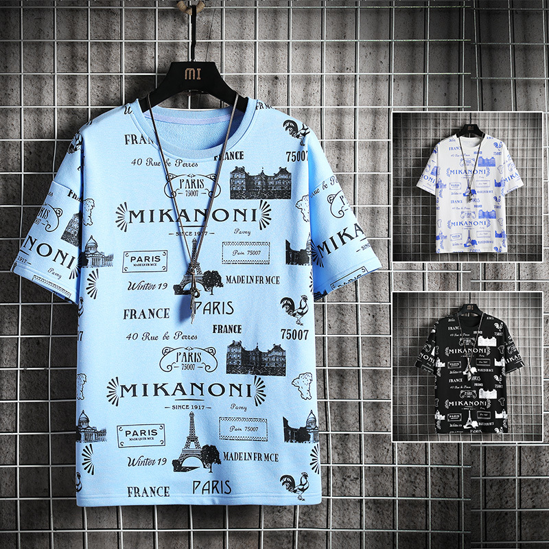 

2021 T-shirt Summer New Cotton Short Sleeve T-short Printed Casual Fashion Shirts Male High Quality Tops Men Clothing Alnl, Black