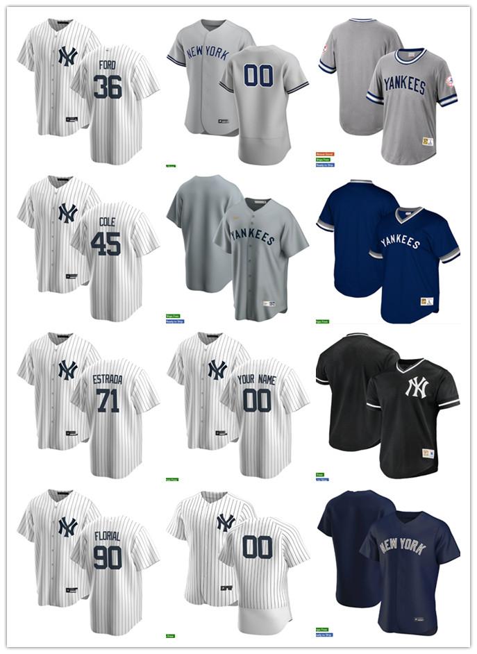 

Men Women Youth 45 Gerrit Cole 71 Thairo Estrada 90 Estevan Florial 36 Mike Ford Custom Baseball Jersey Blank white gray navy, Blue;black