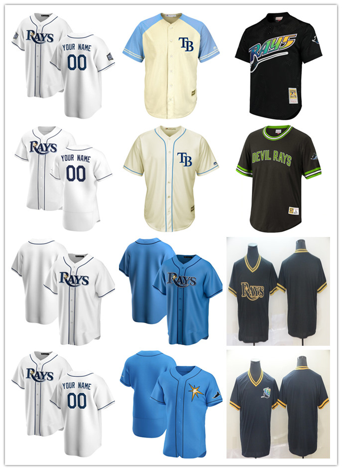 

Custom Jersey Mens women Youth Tampa Bay Rays your any name number Authentic Baseball Jerseys white beige blue, Blue;black