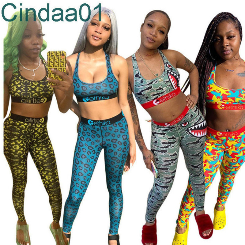 

Designer 2021 Women Swimwear Ethika Vest Swim Long Pants 2 Piece Set Sportswear Patchwork Camouflage Swimsuit Trousers Tracksuits, Gray