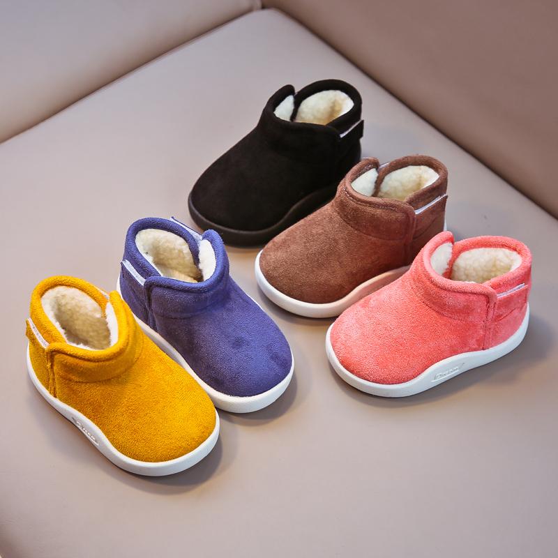 

Boots Girls Boys Snow Infant Toddler Winter Warm Plush Outdoor Baby Soft Bottom Non-slip Kids Cotton Shoes, Pink