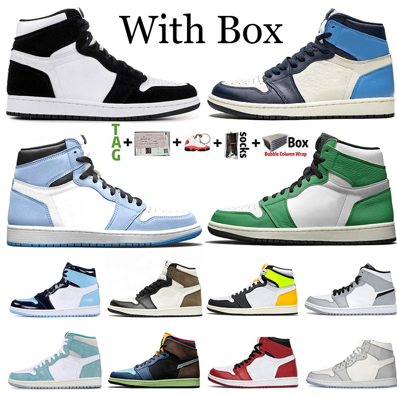 

2021 Jumpman 1 1s Mens Basketball Shoes High University Blue UNC Lucky Green Twist Light Smoke Grey Obsidian Women Sneakers Trainers Size 13, 25