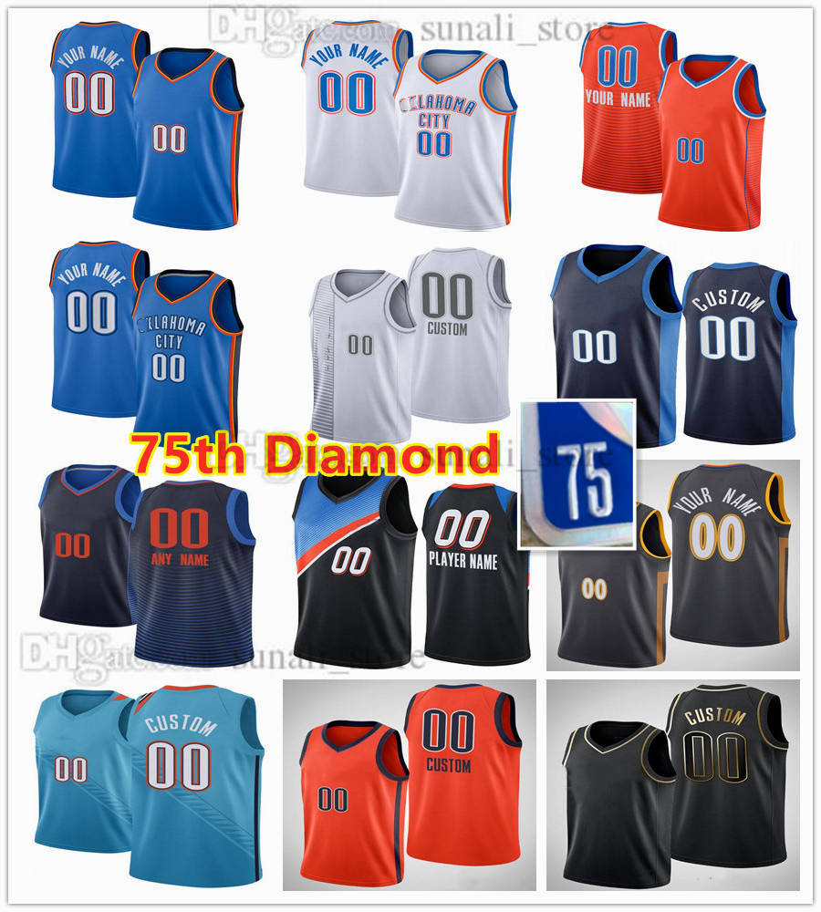 

75th Diamond Basketball Jersey Luguentz Dort 5 Josh Giddey 3 Derrick Favors 15 Shai Gilgeous-Alexander 2 Gabriel Deck 6 Mike Muscala 33 Darius Bazley 7 Tre Mann 23 Print, Black