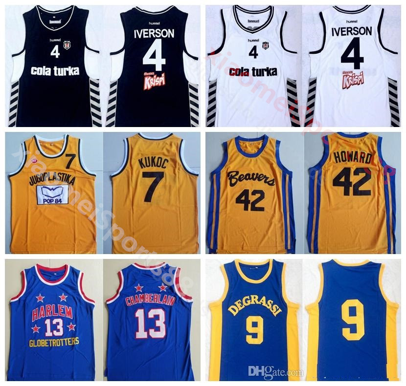 

College Movie Basketball Allen 4 Iverson Jersey Besiktas Cola Turka 42 Scott Howard 9 Jimmy Brooks 13 Wilt Chamberlain 7 Toni Kukoc, As shown in illustration