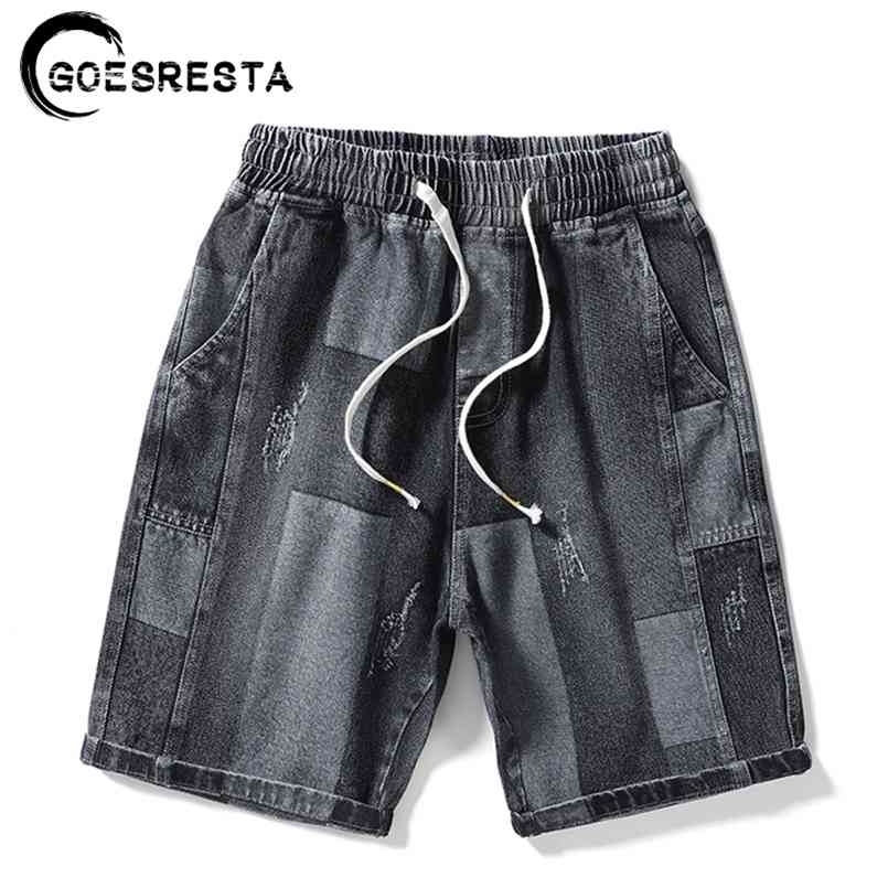 

Brand Cotton Splicing Denim Shorts Men Summer Fashion Streetwear Korean Pants Hip Hop Harajuku -8XL 's 210716, 13-gary