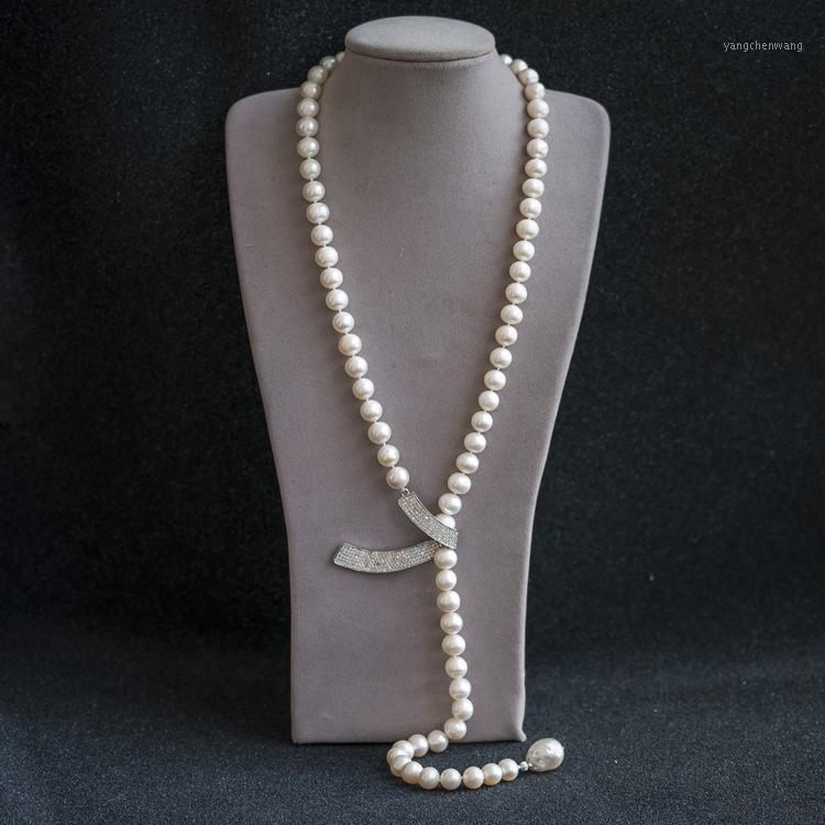 

100% Natural Pearl Long Necklace With Baroque Pendant 50cm Jewelry Women Gifts Chains