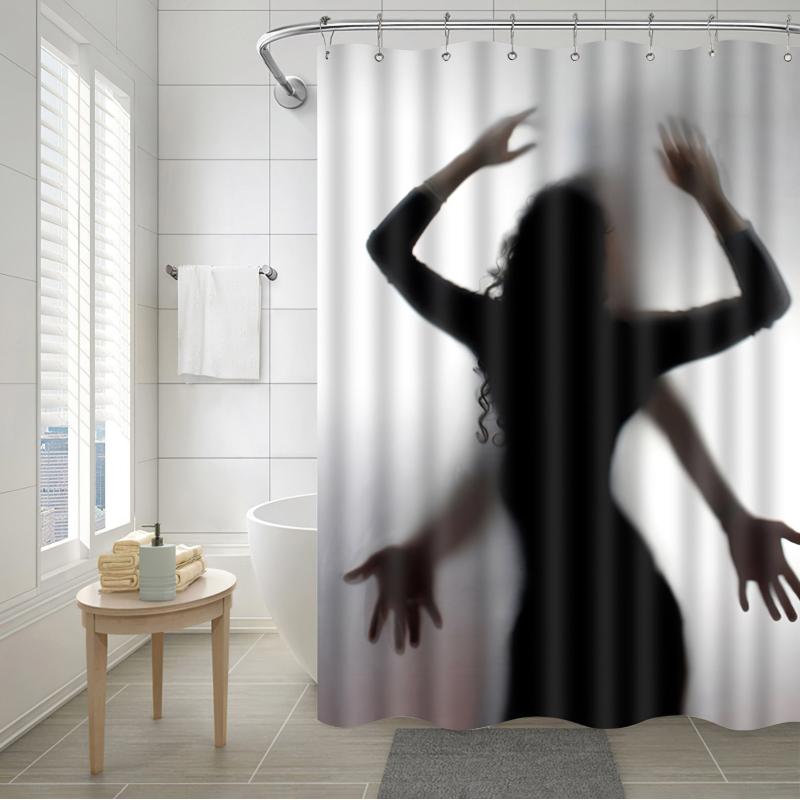 

Shower Curtains 3D Digital Print Halloween Curtain Liner With 12 Hooks Waterproof Screen Thick Design For Bathroom Restroom