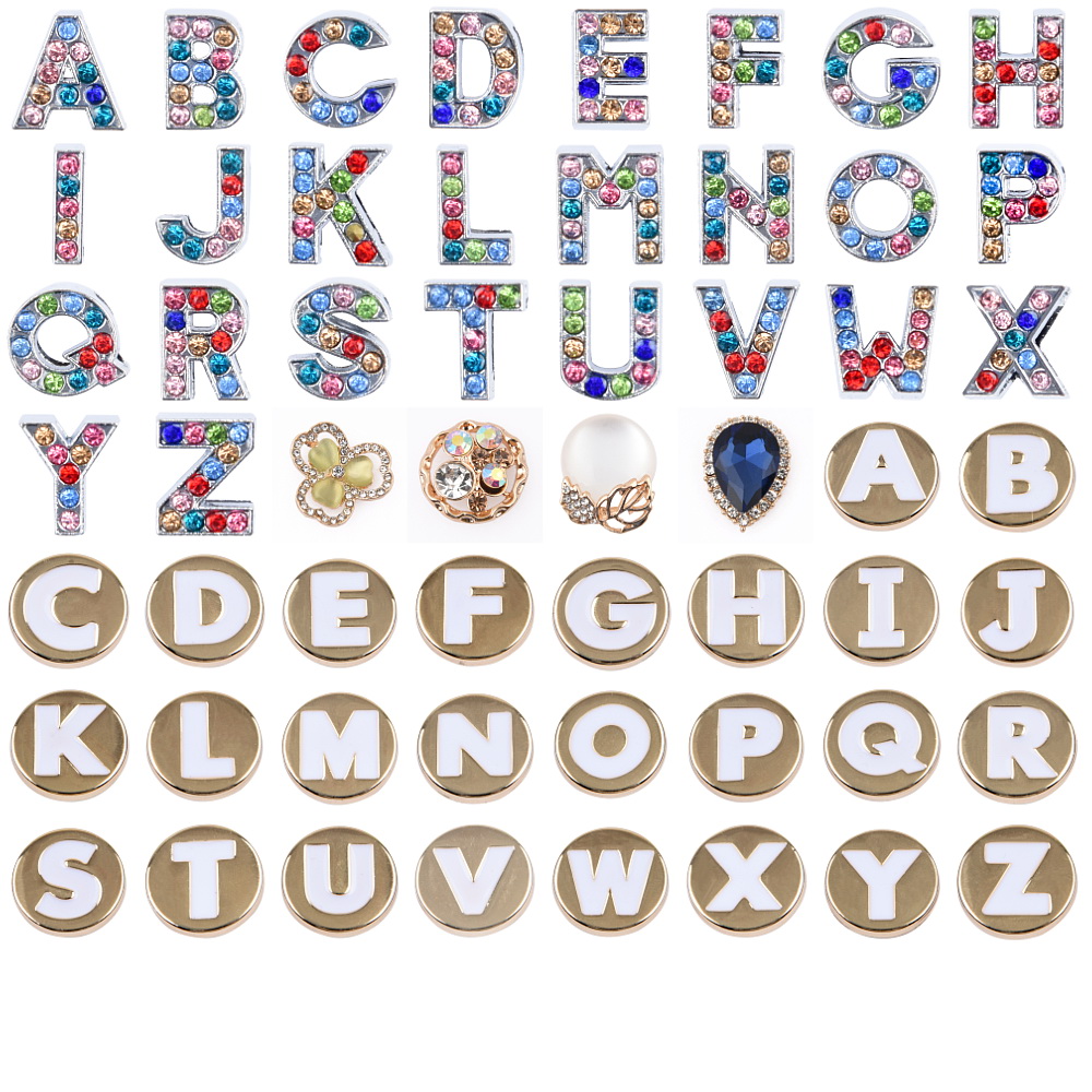 

2022 Custom Designer metal bling colorful metal letter design charms for shoe ornaments
