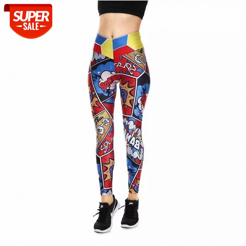 

high waist Floral pants tight stretch elastic thin graffiti color printing women leggings slim fit trousers summer thin pants #Pm6L, Black;white