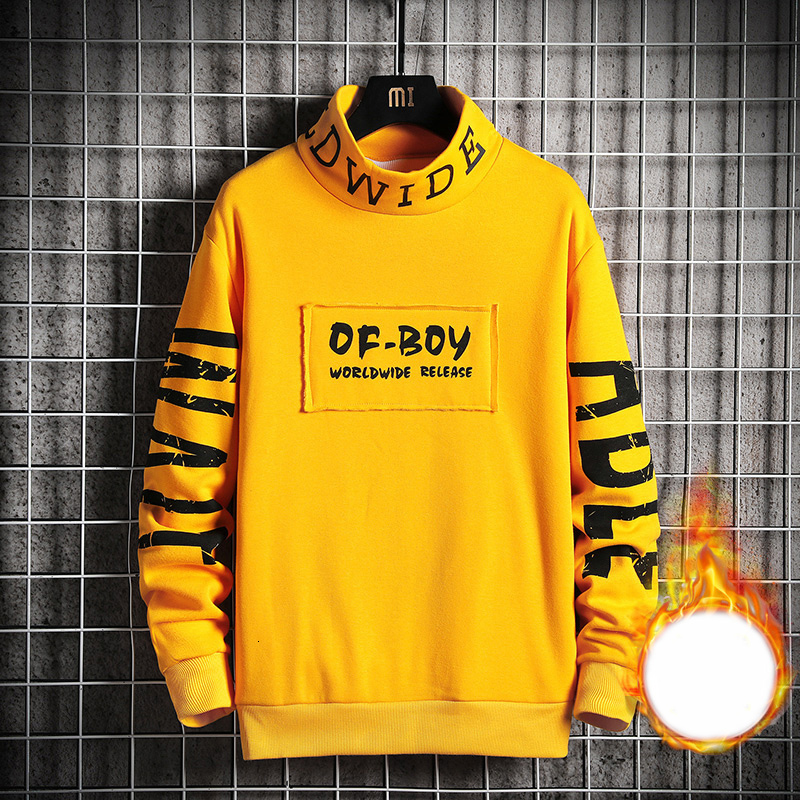 

2021 New Autumn Winter Long-sleeved Turtleneck Youth Printed Korean Version Fashion Trend Cashmere Warm Hoodie High Quality Bzlw, Blue