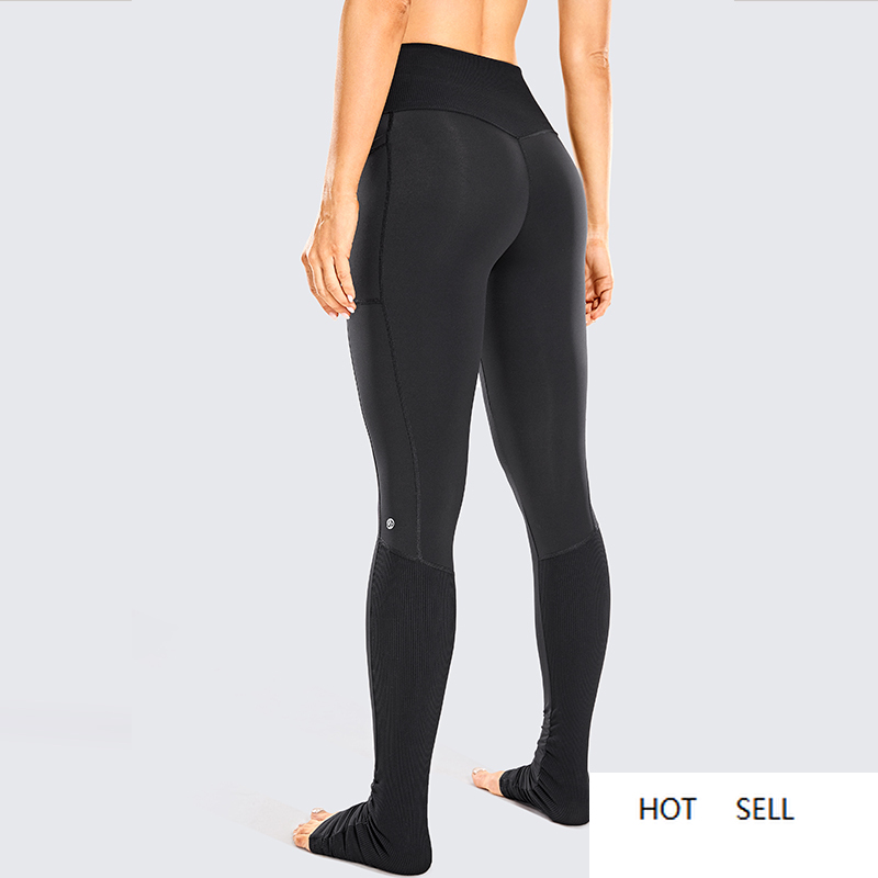 

Full Length Yoga Leggings Women Bodycon Patchwork High Waisted Pants Extra Long Ribbed Sports With Pockets, Black01