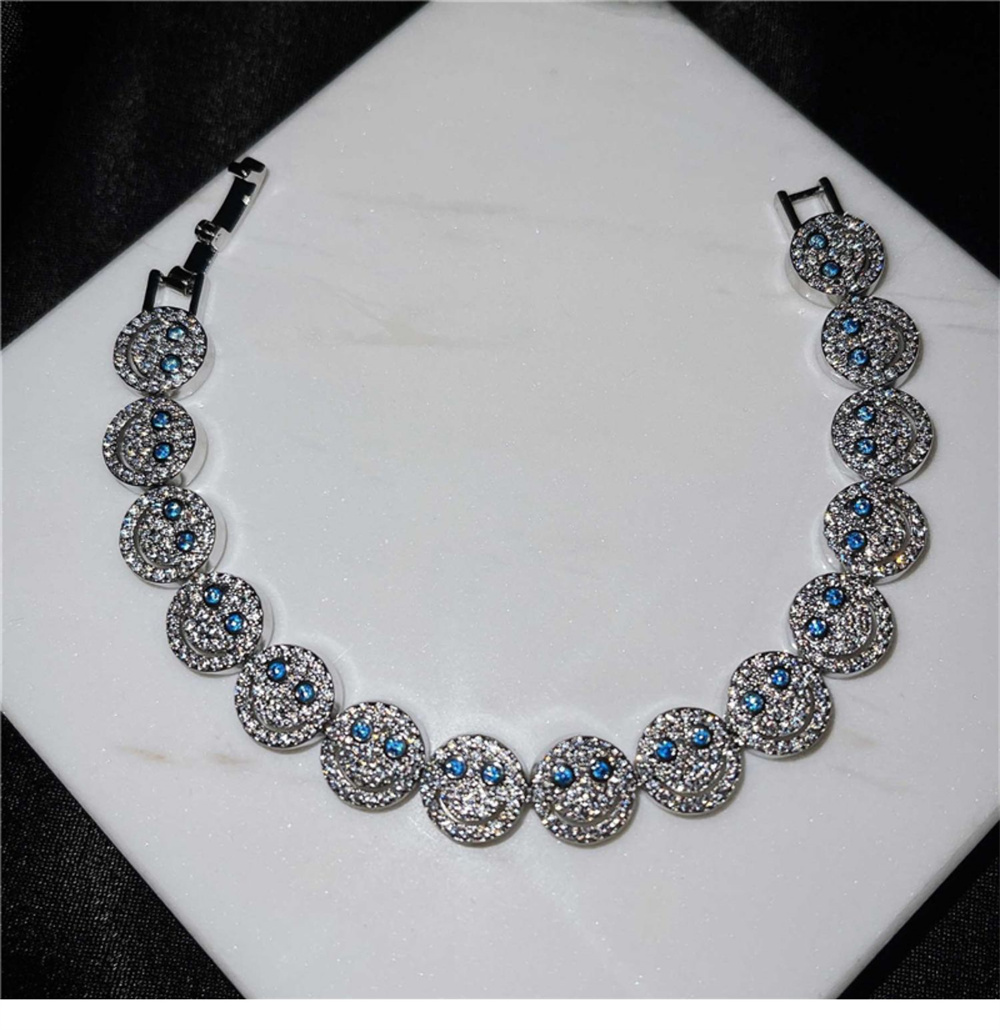 

Tide Brand Diamond-Encrusted Chain Smiley Face Bracelet Niche Female Design Exquisite Fashion High-Level Sweet And Versatile Jewelry