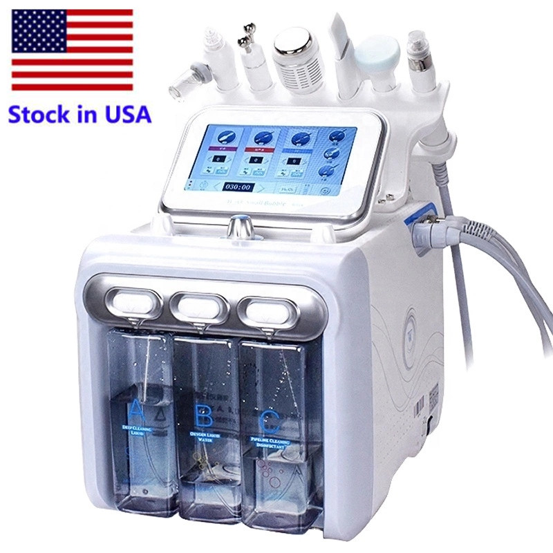 

Stock in USA Hydro facial Dermabrasion Facial Machine Spa H2O2 Oxygen Jet Bio-lifting rf cold hammer Diamond Microdermabrasion water skin pore cleaning