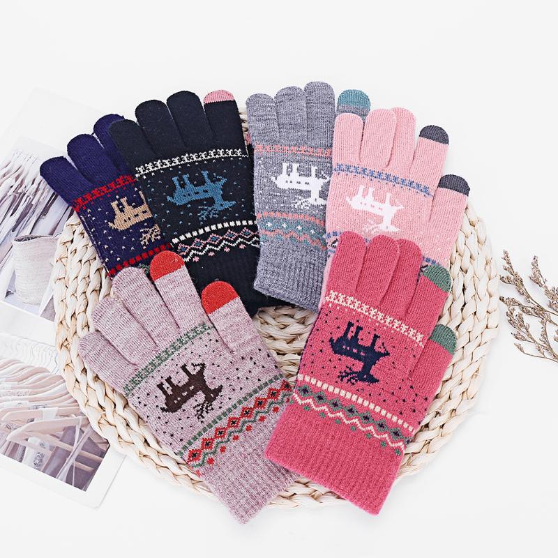 

Sports Gloves Winter Fawn Touch Screen Knit Warm Cute Deer Outdoor Mittens Xmas Gift For Girls, Black