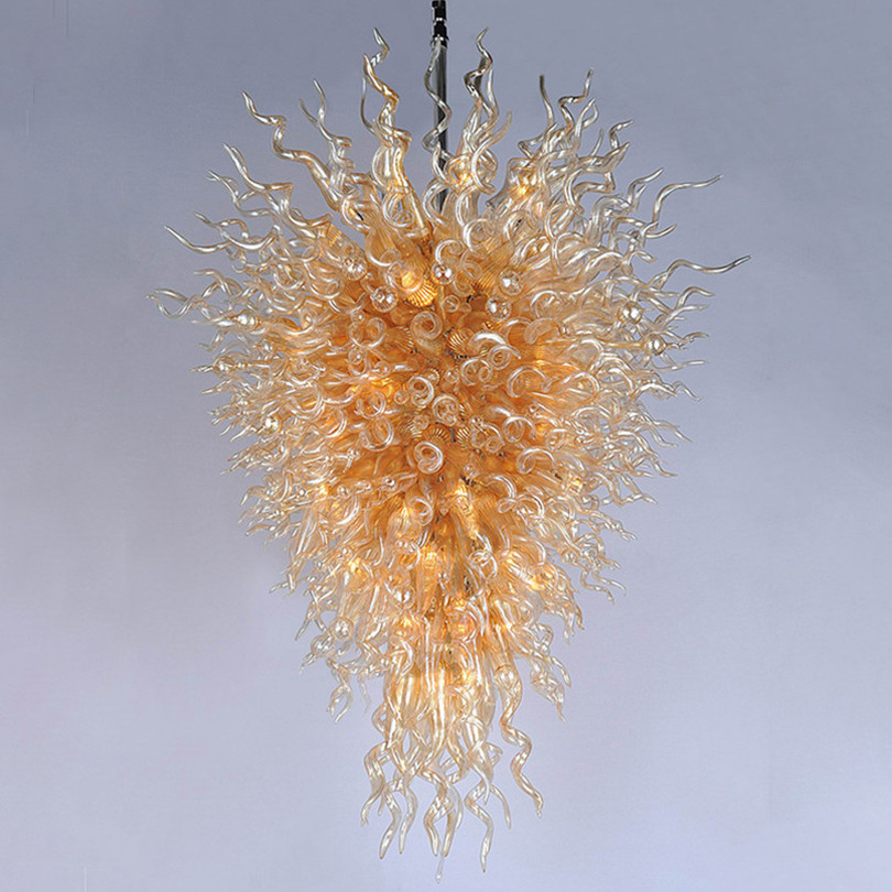 Nordic Design Gold Color Glass Chandelier Lamp Art Deco LED Hand Blown Chandeliers Customized for House Decor-image-664834242