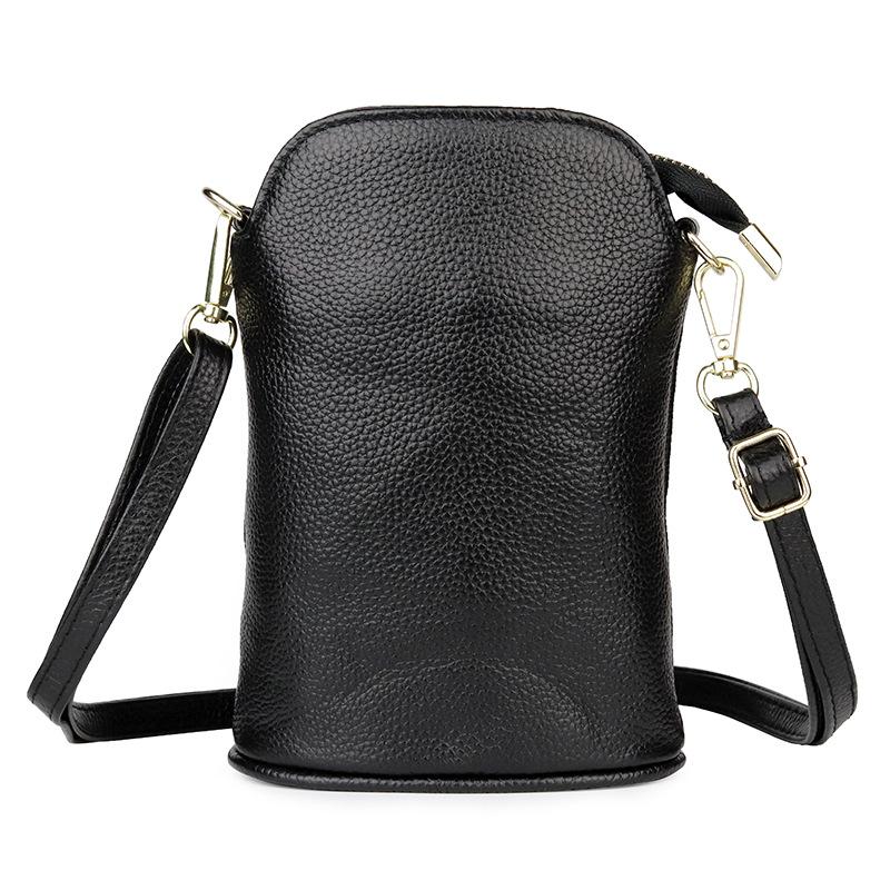 

New leather mobile phone bag women's messenger bag simple leather soft cow, Black