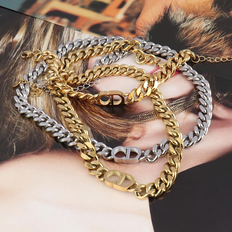 

Women's stainless steel necklace chain Thick necklace for women punk choker gold Letter, Silver