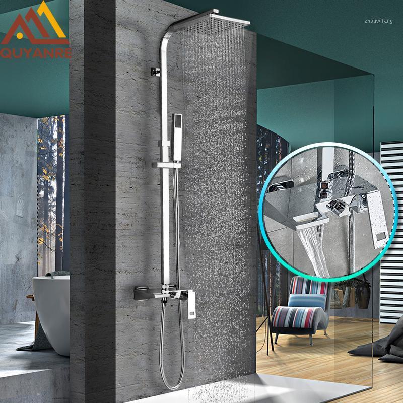

Quyanre Bathroom Shower Faucet Set Bathtub Faucets Mixer Tap Bath Taps Waterfall Head Wall Torneira Sets