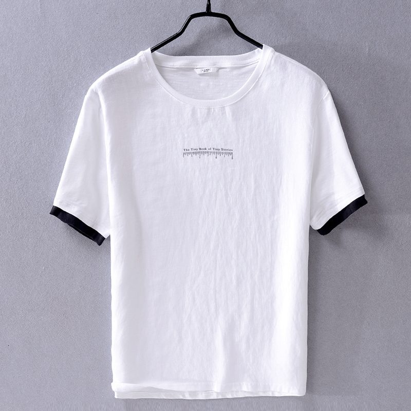 

2021 New Confortvel Linho-de Manga Curta T-shirt Tendncia Dos Casuais Mens Camisa Branca Marca Moda Camisas De t Para Homens V4xv, White