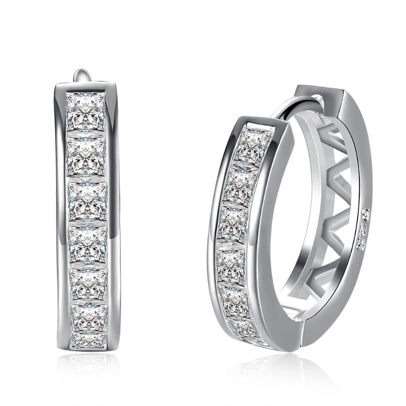 

Silver Plated Circle Earrings Round Zircon Earrings For Women Earing Jewelry Fashion Earring Korean Earings Kolczyki Pendientes