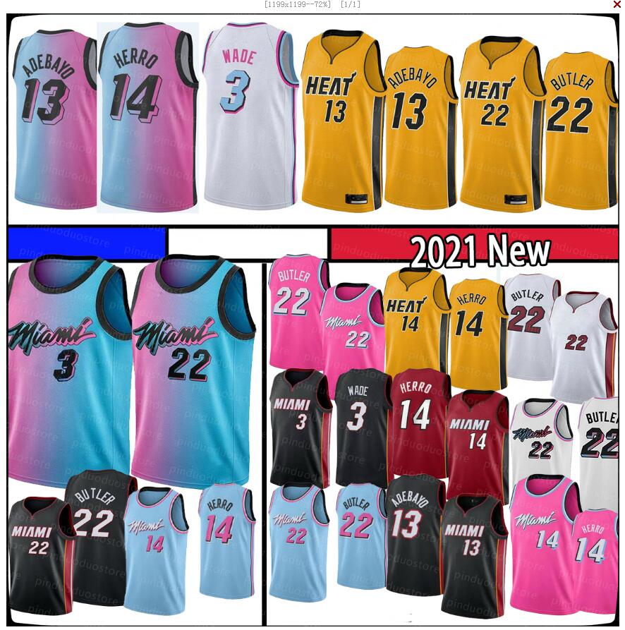 

Bam 13 Adebayo Tyler 14 Herro Jimmy Dwayne Dwyane 3 22 Butler Wade Basketball Jersey 2021 Goran 55 Robinson Kendrick New season Jers jersey, 2021 jersey