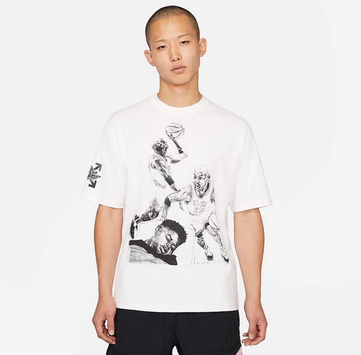 

2021 Spring and Summer Off Style White A@j @a Basketball God 23 Short Sleeve T-shirt, White;black