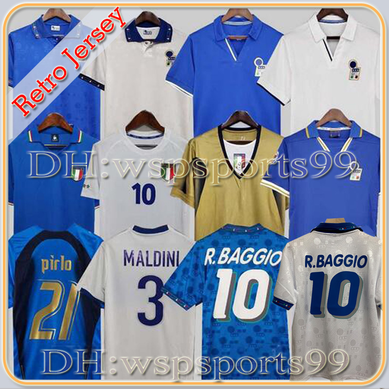 

1998 Retro Baggio Maldini SOCCER JERSEY FOOTBALL 1990 1996 1982 ROSSI Schillaci Totti Del Piero 2006 Pirlo Inzaghi buffon Italy Cannavaro, Black;yellow