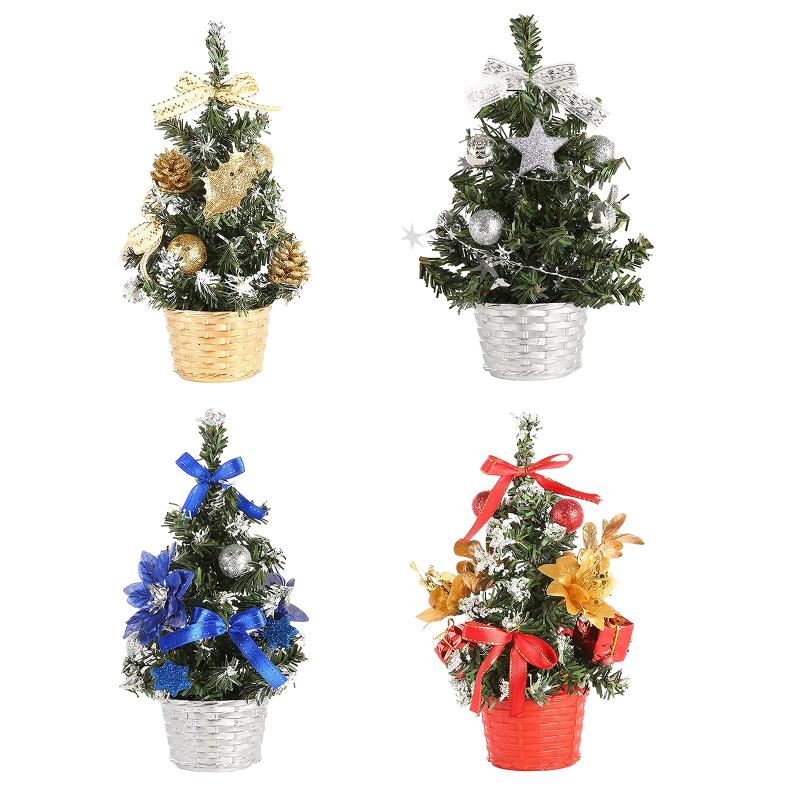 

Christmas Decorations Mini Miniature Sisal Frosted Tree Pine Classic Simulation Tabletop Xmas With Bow & Ball For Year's Decoration