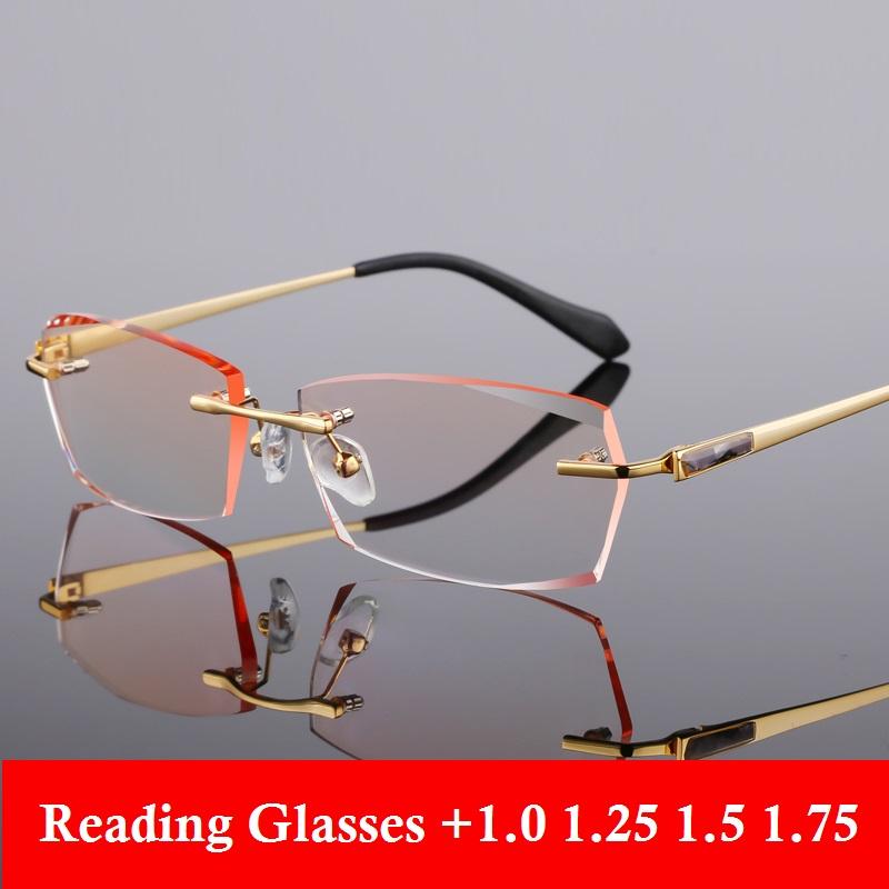 

Sunglasses Vazrobe Reading Glasses Male +1.0 1.25 1.75 2.0 2.5 2.75 3.0 Presbyopia Men Rimless Tint Blue Brown Grey Eyeglasses Frames