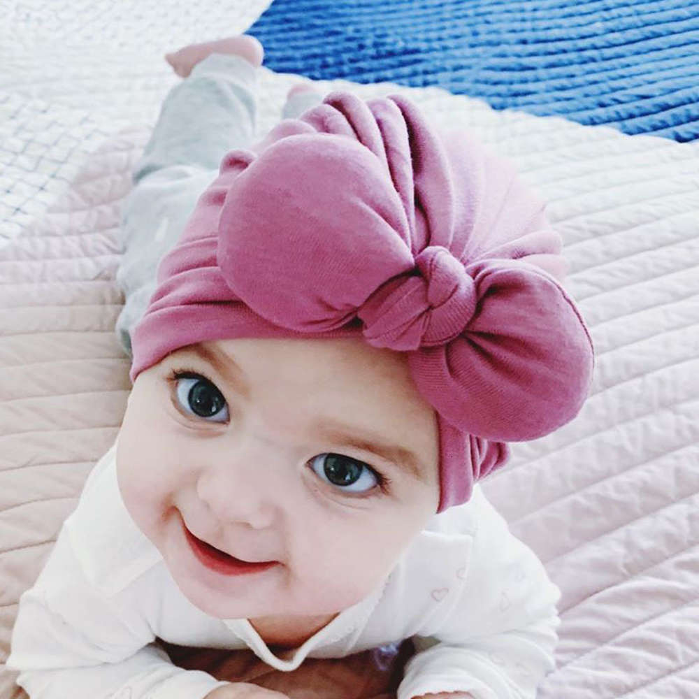 

Children's hat autumn and winter baby cotton fat rabbit ear knot Indian, Yellow
