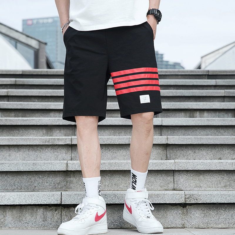 

New Brand Shorts Men Clothing Basketball Pants for Man 2021 Summer Plussize Casual High Quality Fashion Korean Style Striped Clothes Xvhk, Navy blue