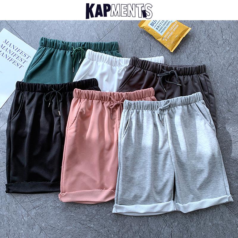

Men's Shorts KAPMENTS Men Korean Fashions Colorful Runing 2021 Summer Mens Streetwear Baggy Solid Sweat Male Cotton Joggers 5XL, Black